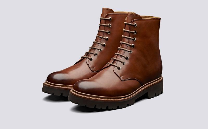 Grenson Hadley Mens Boots - Brown Leather on Rubber Sole WD5637